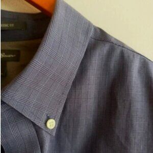 Eddie Bauer Blue Plaid Shirt Mens XL Long Sleeve Relaxed Fit Wrinkle Free Button